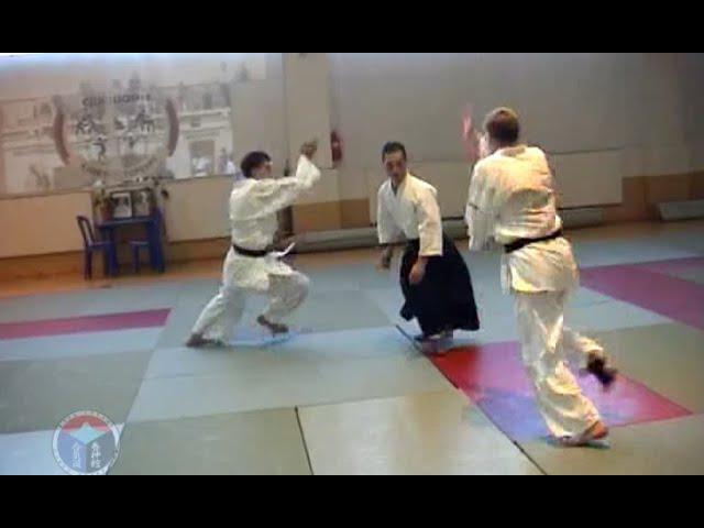 The format of Yoshinkan Aikido freestyle techniques against attacks from one or two opponents.