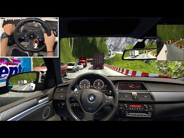 BMW X6M through Dangerous Roads - Euro Truck Simulator 2 | Steering Wheel Gameplay