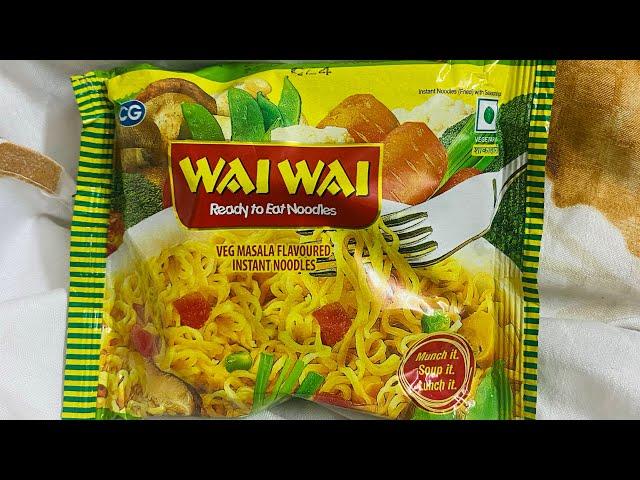 TRYING Wai Wai’s Veg Masala Flavoured Instant Noodles || Indian Noodle Review || #shorts