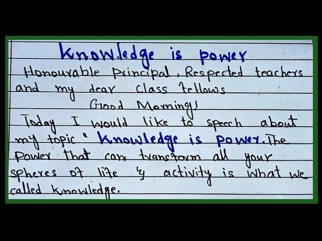 Short speech on knowledge is power |English Speech On knowledge is power