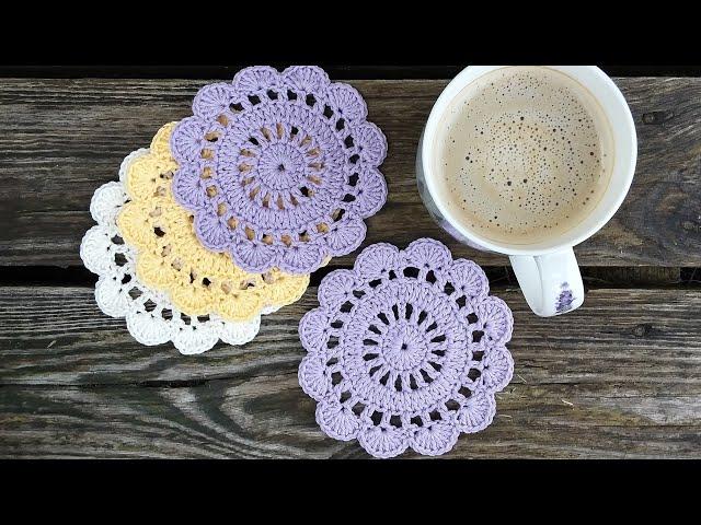 Easy Sweet Orchid Crochet Coaster Tutorial For Beginners