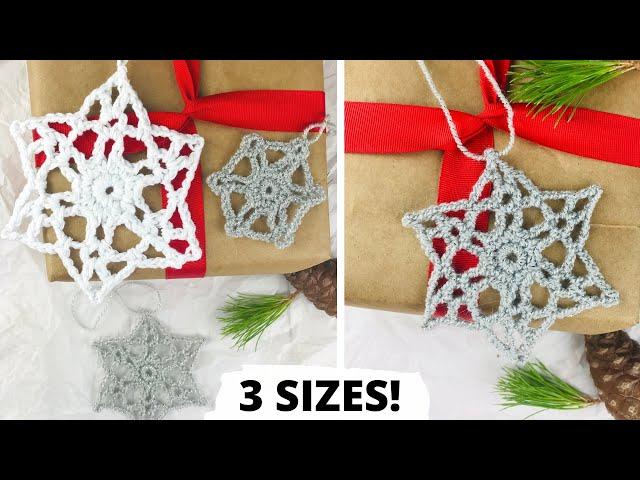 Free Crochet Snowflake Ornament Pattern - Comes in 3 Sizes!