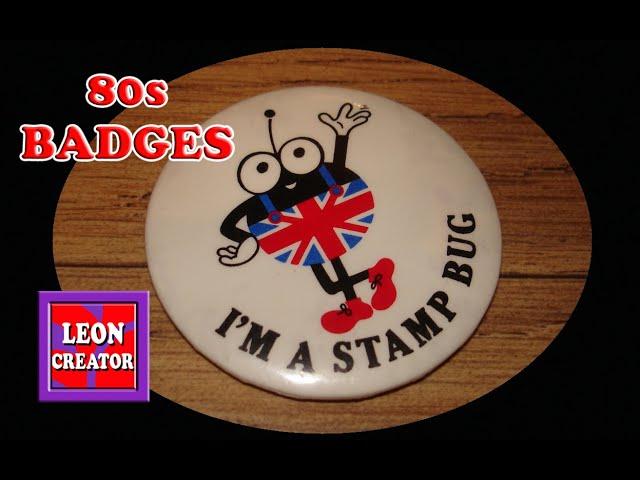80s Vintage BUTTON BADGES COLLECTION - with Leon Hills - LEON CREATOR