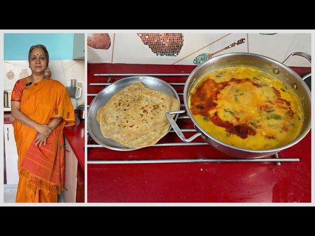 Try this Simple SouthIndian Style Gravy with Triangle Paratha for Lunch I Veg Lunch Combo 6