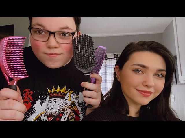 Asmr brushing my sisters hair