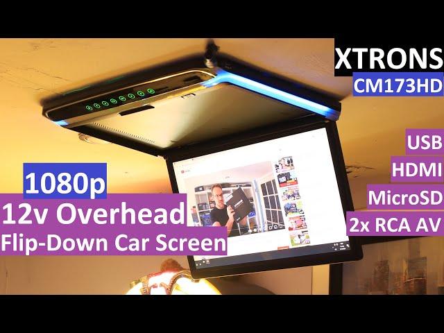 Xtrons 1080P 17.3Inch 12v Flip Down Overhead Monitor TV -Car Roof -Ceiling -Kitchen Cabinet -Camper