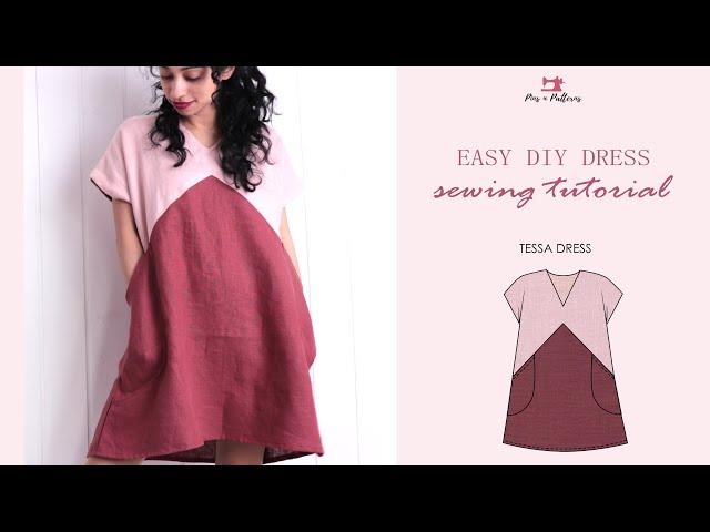 Easy DIY Color Block Dress Tutorial + Sewing Patterns [Beginner Sewing] - PINS N PATTERNS