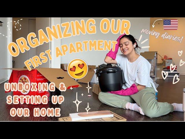 Unboxing, ORGANIZING & Setting Up Our FIRST APARTMENT | Moving Diaries Vlog 3