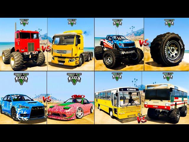 Monster Truck vs Monster Bus vs Big Wheel vs Ice Cream Van vs Super Car - GTA 5 Which Car is Best?