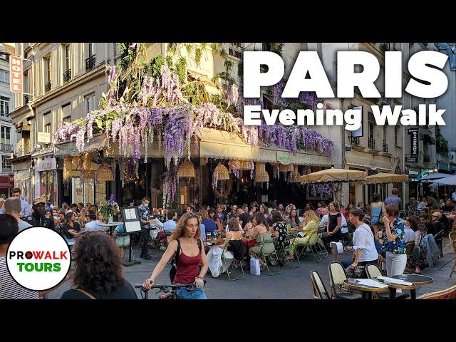 Paris Evening Walk and Bike Ride - 4K - With Captions!