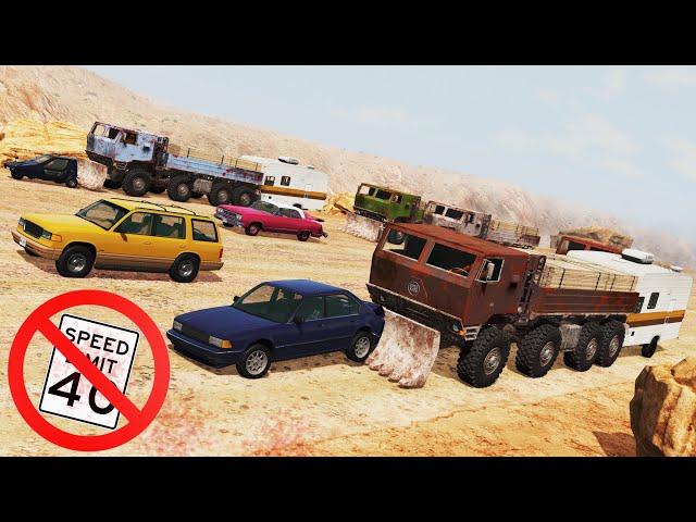 BeamNG Drive - Six 8x8 BigRig vs Heavy Traffic