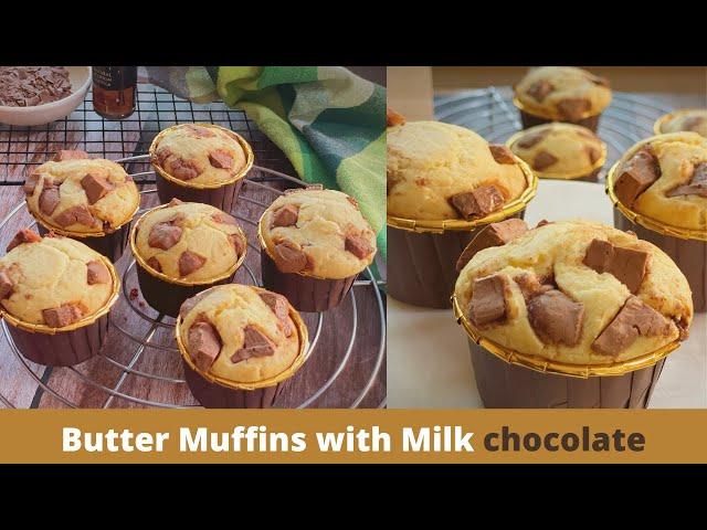 Butter Muffin with Milk Chocolate | Vanilla & Milk Chocolate Muffins | Milk Chocolate Butter muffins