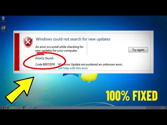 Fix Windows 7 Update Error Code 80072EFE | How To Solve 80072efe error windows update % SOLVED 