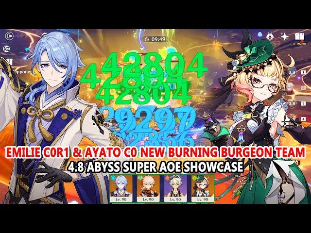 Emilie C0R1 ft Ayato C0 New Burning Burgeon Vaporize Combo : 4.8 Abyss Super AOE Showcase