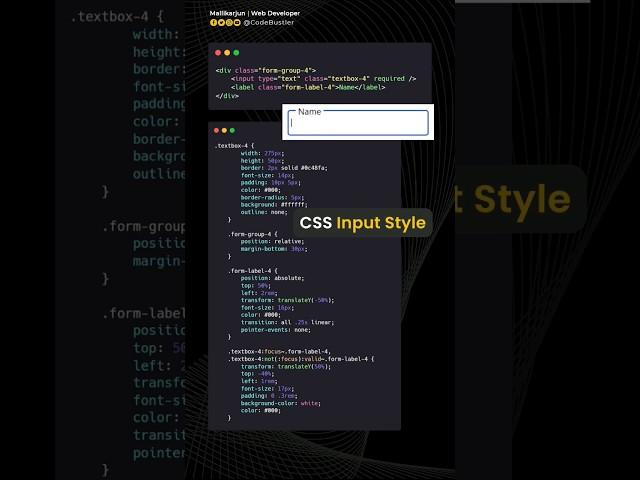 CSS Snippet | Input Animation | #html #css #shorts #codebustler