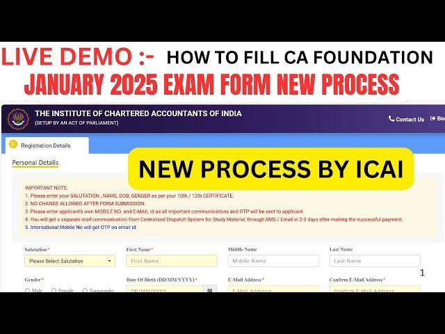 Live Demo :- How to Fill CA foundation January 2025 Exam Form | CA Foundation January 2025 Exam Form