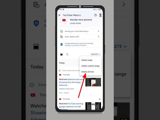 Delete search history all time in YouTube | Delete search history on youtube #shorts