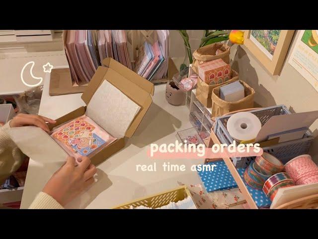 asmr packing orders for my sticker shop  real time, no music + late night edition