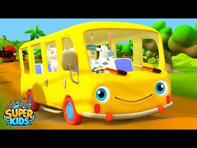 Wheels On The Bus Animals | Nursery Rhymes & Kids Songs | Super Kids