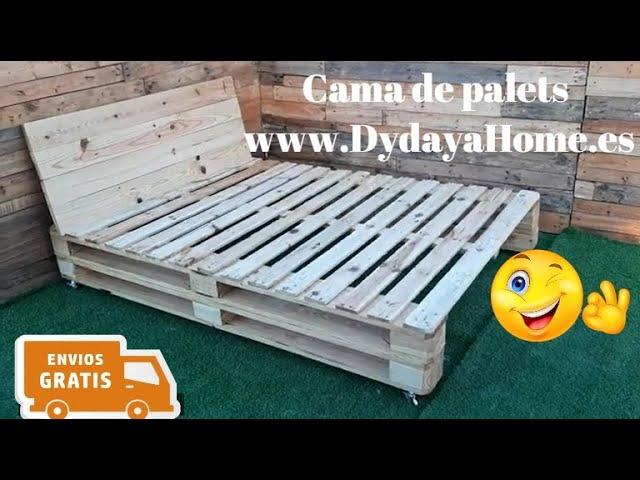 Muebles con palets para dormitorio, Muebles con palets camas, Cama palets 135 x 190 x 30 Y cabecero.