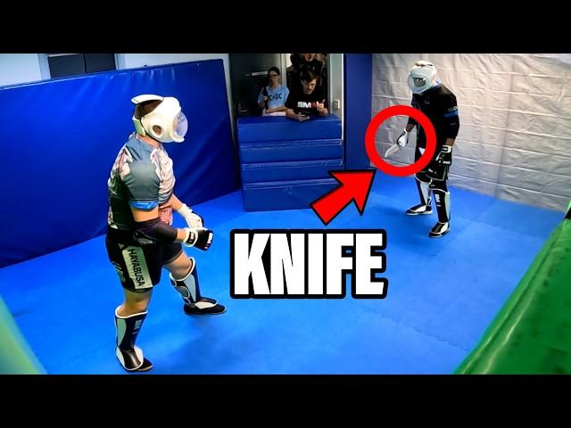 6 Martial Arts Experts Locked with a Knife Attacker!