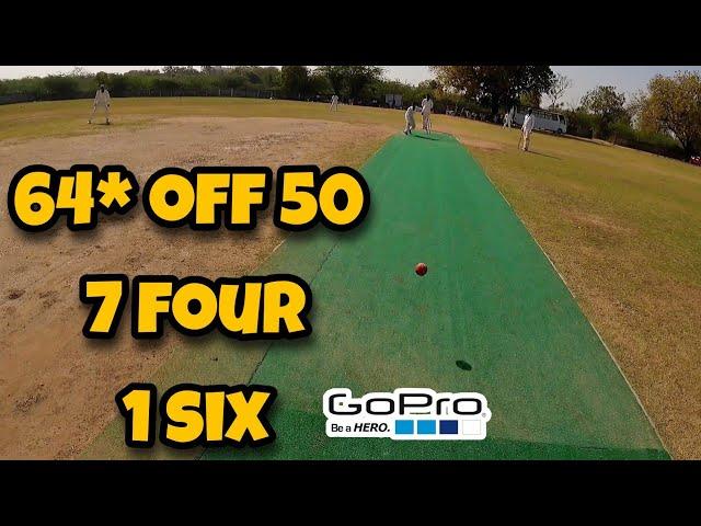 Helmet camp on batsman | 64* Runs off 50 balls 7 four 1 six | Gopro cricket match