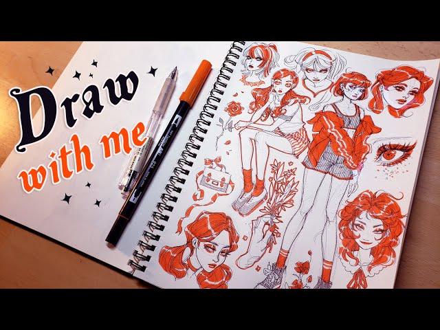  Filling a Sketchbook Page using only 2 tools // BALLPOINT PEN AND TOMBOW MARKER / Draw with me