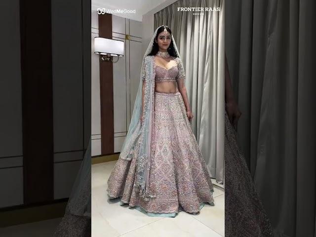 Pastel Bridal Lehenga With Veil For Indian Wedding | Frontier Raas | WedMeGood