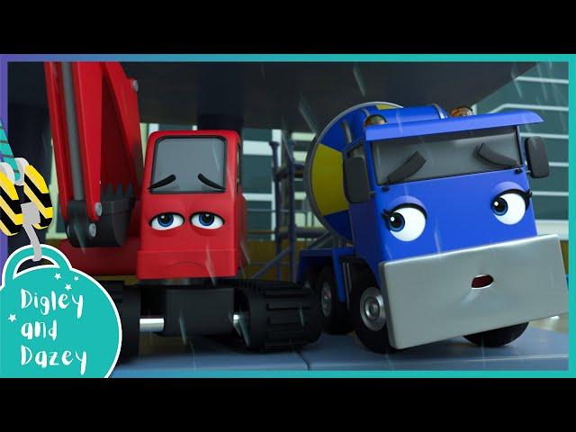 Weather Trouble   | Digley and Dazey | Kids Construction Truck Cartoons