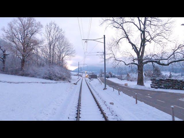  4K  Moutier - Oberdorf - Solothurn, dawn cab ride Switzerland [01.2021] Führerstandsmitfahrt