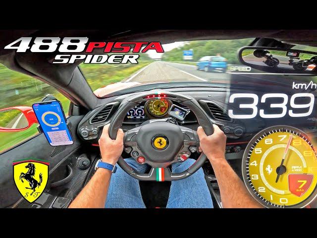 FERRARI 488 PISTA *339km/h* on AUTOBAHN [NO SPEED LIMIT]