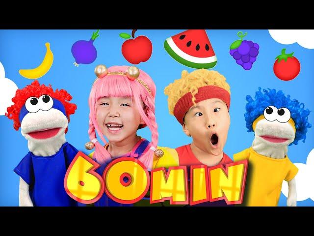 Yummy Fruits & Vegetables with Mini DB & Puppets! | Mega Compilation | D Billions Kids Songs