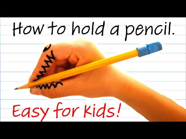 How to HOLD A PENCIL!! - (Easy for Kids!) - with Ally the Alligator