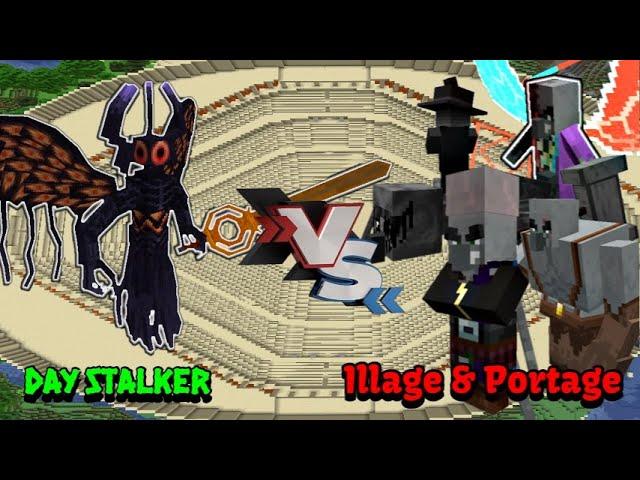 Day Stalker VS Illage & Portage | Minecraft |Mobs Battle