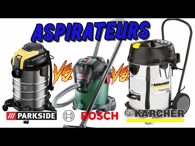 Test d'aspirateurs de chantier PARKSIDE pwd 25 a2, BOSCH Advanced Vac 20, KARCHER Nt 72/2