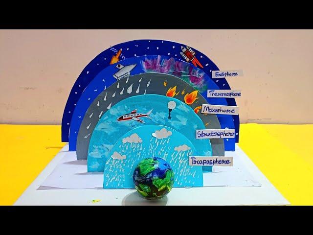 Layers of Atmosphere model making Science Project | Model of earth's atmosphere | Diorama Atmosphere