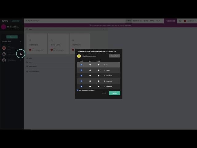 Learn How Sharing and Permissions Work in Celtx Studio