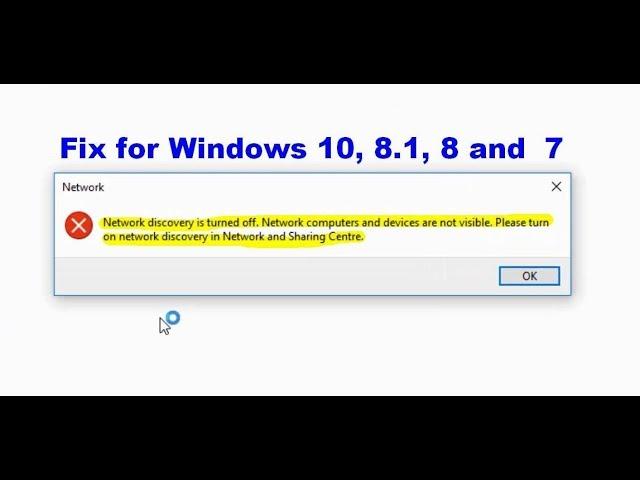 Network discovery is turned off Windows 10 fix