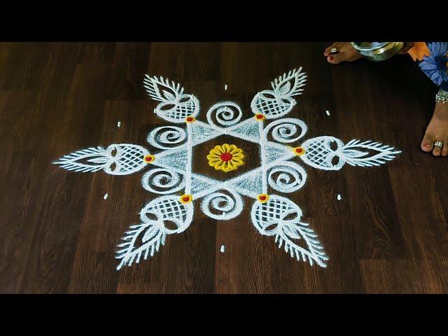 குட்டி தீபம் கோலம்Latest creative easy rangoli kolamTraditional muggulu designs Daily Rangoli