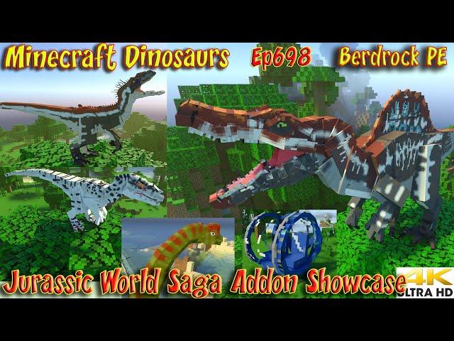 Jurassic World Saga Addon Dinosaur Showcase Bedrock PE Minecraft Dinosaurs Ep698