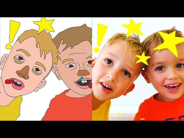 Vlad and Niki and episodes with Inflatable House | Vlady art meme l Funny Drawing Meme