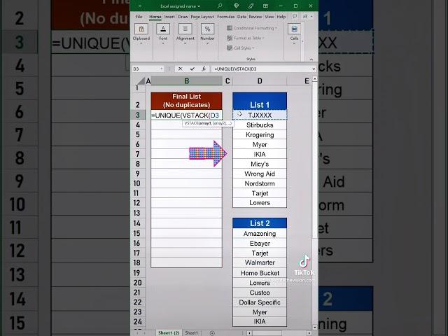 Excel tip to combine lists without duplicates