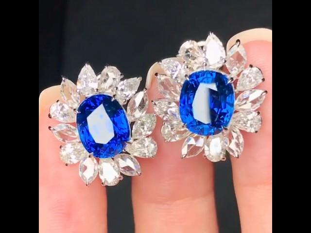 Royal Blue Unheated Sapphire Earrings #jewelry #gemstonejewelry #sapphirejewelry #studearrings