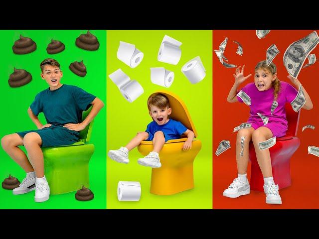 Triple Color Toilet Challenge with Vania Mania Kids!