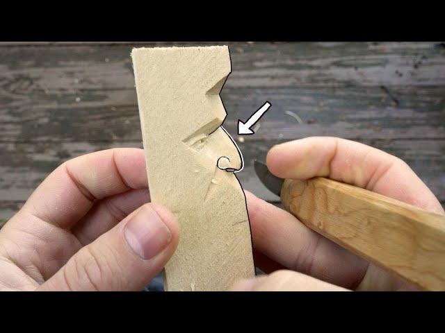 Wood Carving the Nose For Beginners- A Lesson on Whittling the Nose--Knife Only