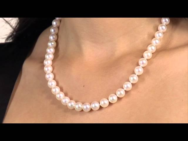 White Japanese Akoya Pearl Necklace, 18-Inch 8.5-9.0mm by Pure Pearls