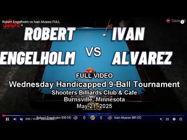 Robert Engelholm vs Ivan Alvarez - Wednesday Night Handicapped 9 Ball Tournament 5/21/25 FULL VIDEO