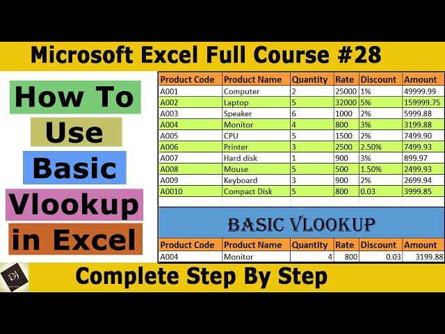 Basic Vlookup in Hindi | Power of Vlookup Function | Deepak Jhanswa | #vlookup #vlookupformula