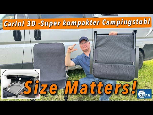 Camping Stuhl Carini 3D - es kommt doch auf die Größe an! (Auch für VW Califorina - Heckklappe!)