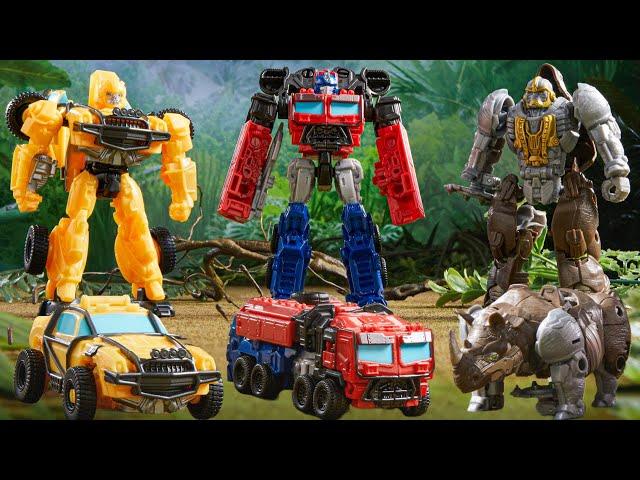 Transformers Rise of the Beasts Battle Changers! Bumblebee, Optimus Prime, and Rhinox!